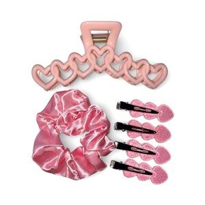 ‘Love is in the Hair’ Pink Heart Valentine’s Dah Hair Accessories Bundle
